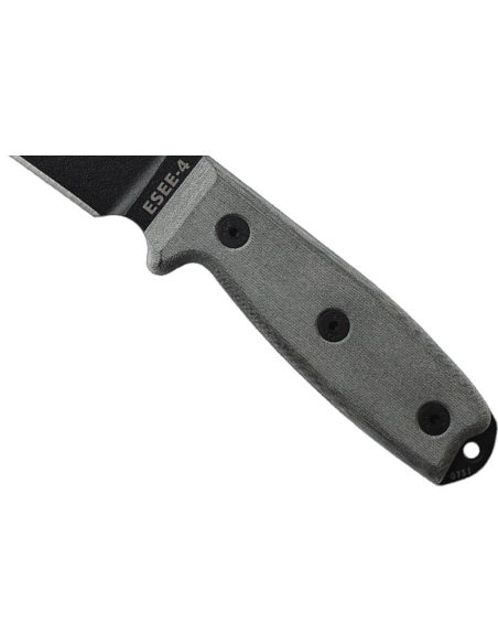 Faca Esee 4 ESEE-4P-B Lâmina de 11,6 cm em aço-carbono preto Cabo em micarta cinzento + bainha