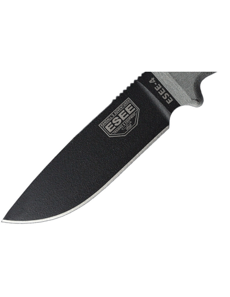 Esee 4 ESEE-4P-B mes 11,6cm zwart carbonstaal lemmet grijs micarta handvat + etui
