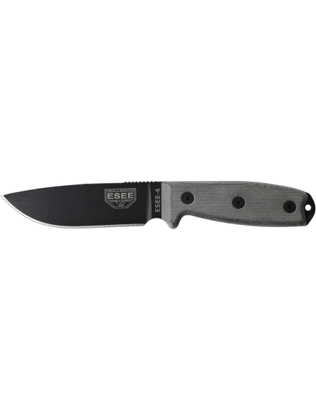 Esee 4 ESEE-4P-B knife 11.6cm black carbon steel blade grey micarta handle + case