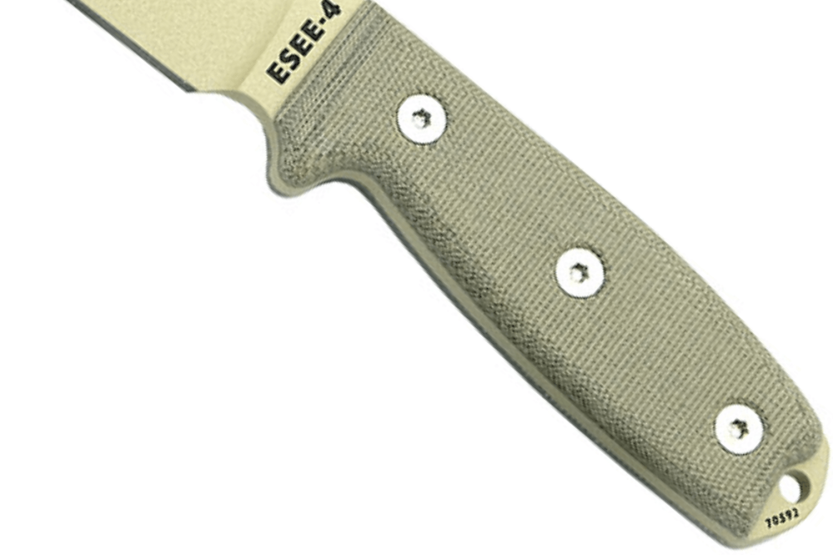 Messer Esee 4 ESEE-4P-DT Klinge Kohlenstoffstahl Wüste 11,6cm Griff Micarta grau + Etui