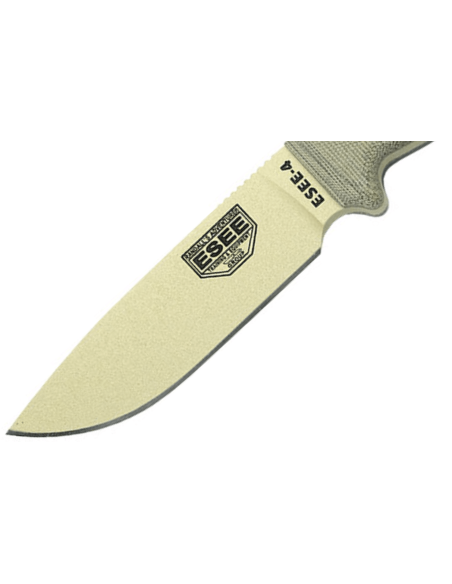 Messer Esee 4 ESEE-4P-DT Klinge Kohlenstoffstahl Wüste 11,6cm Griff Micarta grau + Etui