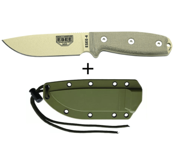 Cuchillo Esee 4 ESEE-4P-DT 11.6cm hoja acero carbono desierto mango micarta gris + funda