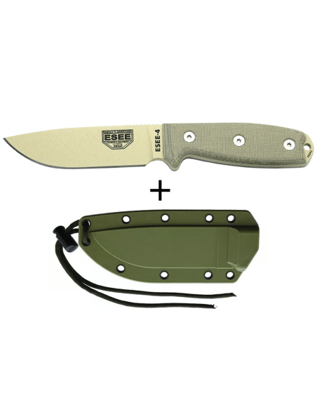 Cuchillo Esee 4 ESEE-4P-DT 11.6cm hoja acero carbono desierto mango micarta gris + funda