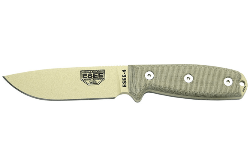 Messer Esee 4 ESEE-4P-DT Klinge Kohlenstoffstahl Wüste 11,6cm Griff Micarta grau + Etui