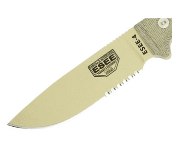 Esee 4 ESEE-4S-DT kniv 11,6 cm halvslebet blad af ørkenkulstofstål, gråt micarta-håndtag + skede 2