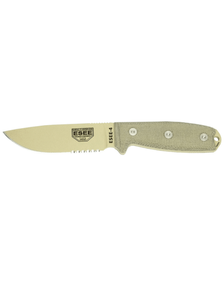 Esee 4 ESEE-4S-DT kniv 11,6 cm halvsannet blad i ørkenkarbonstål, grått micartahåndtak + slire