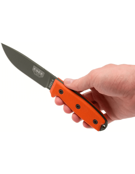 Faca Esee 4 ESEE-4P-OD lâmina em aço carbono verde 11,6cm cabo G10 laranja + bainha