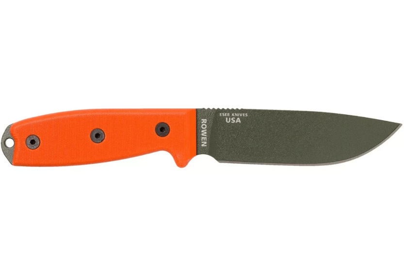 Coltello Esee 4 ESEE-4P-OD lama in acciaio al carbonio verde 11,6 cm manico in G10 arancione + fodero