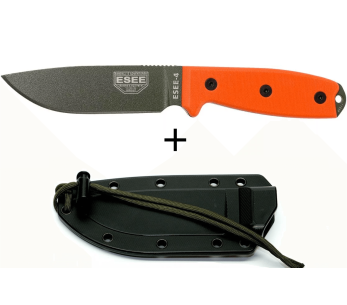 Cuchillo Esee 4 ESEE-4P-OD 11.6cm hoja acero carbono verde mango G10 naranja + funda