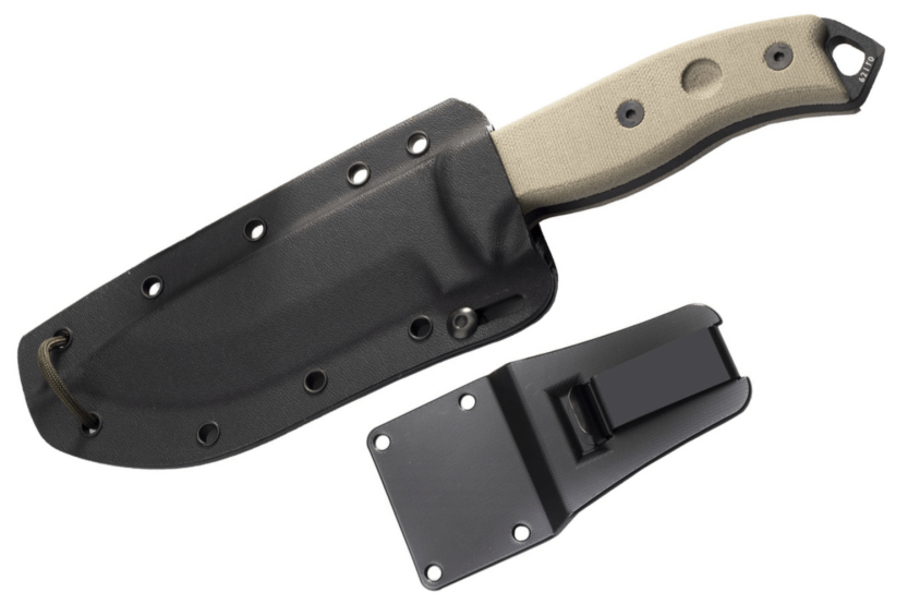 Messer Esee 5 ESEE-5P-E Klinge Kohlenstoffstahl schwarz 13,7cm Griff Micarta grau + Etui
