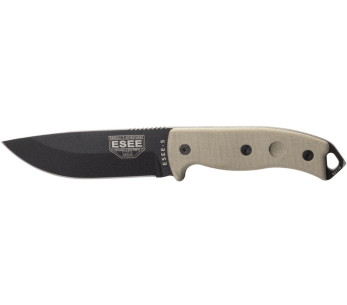 Cuchillo Esee 5 ESEE-5P-E 13.7cm hoja acero carbono negro mango micarta gris + funda 2