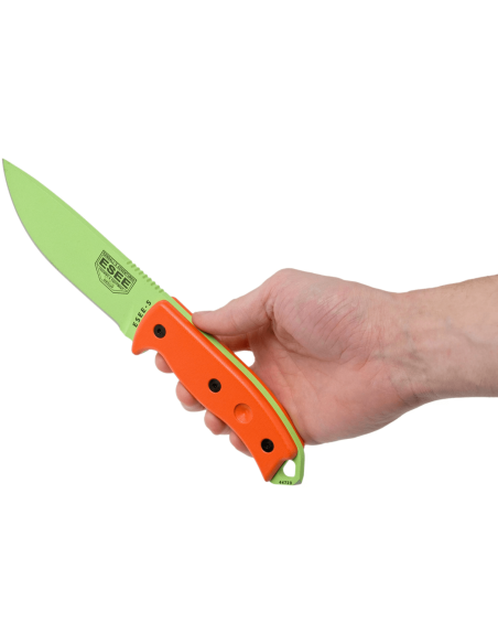 Faca Esee 5 ESEE-5P-VG-E lâmina de aço-carbono verde veneno 13,7 cm cabo G10 laranja + bainha