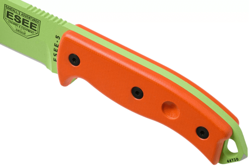 Faca Esee 5 ESEE-5P-VG-E lâmina de aço-carbono verde veneno 13,7 cm cabo G10 laranja + bainha