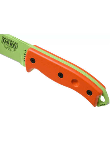 Faca Esee 5 ESEE-5P-VG-E lâmina de aço-carbono verde veneno 13,7 cm cabo G10 laranja + bainha