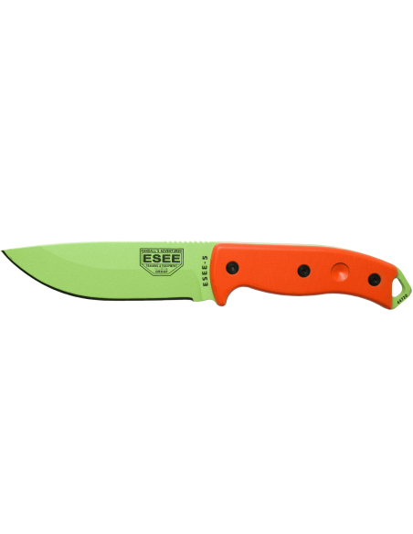 Esee 5 ESEE-5P-VG-E knife venom green carbon steel blade 13,7cm orange G10 handle + sheath