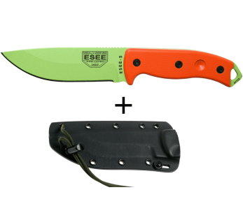 Esee 5 ESEE-5P-VG-E kniv giftgrønt kulstofstålblad 13,7 cm orange G10-håndtag + skede