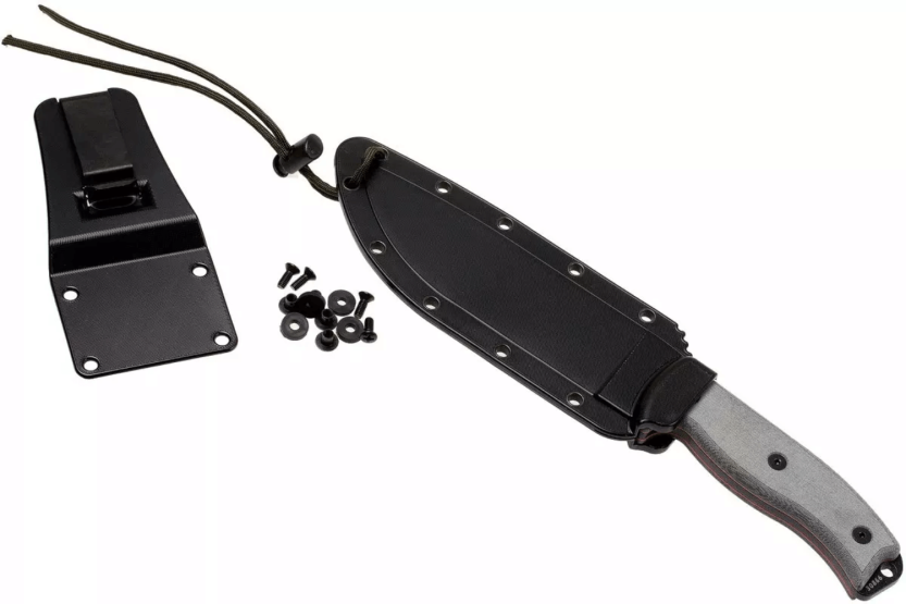 Faca Esee 6 ESEE-6P-B Lâmina de 16,5 cm em aço-carbono preto Cabo em micarta cinzento + estojo