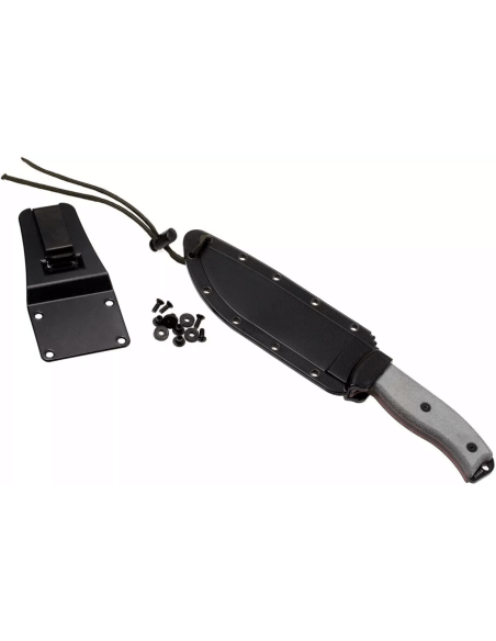 Cuchillo Esee 6 ESEE-6P-B 16.5cm hoja acero carbono negro mango micarta gris + funda
