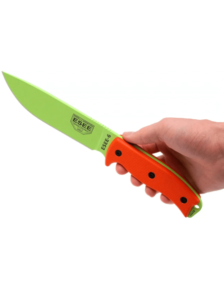 Esee 6 ESEE-6P-VG coltello in carbonio verde veleno lama 16,5 cm G10 arancione manico + fodero