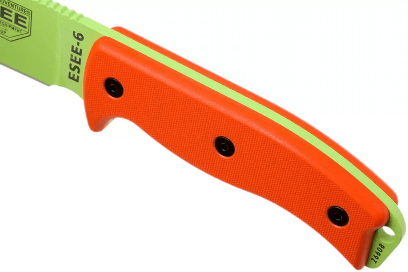 Faca Esee 6 ESEE-6P-VG lâmina em carbono verde veneno 16,5cm cabo G10 laranja + bainha