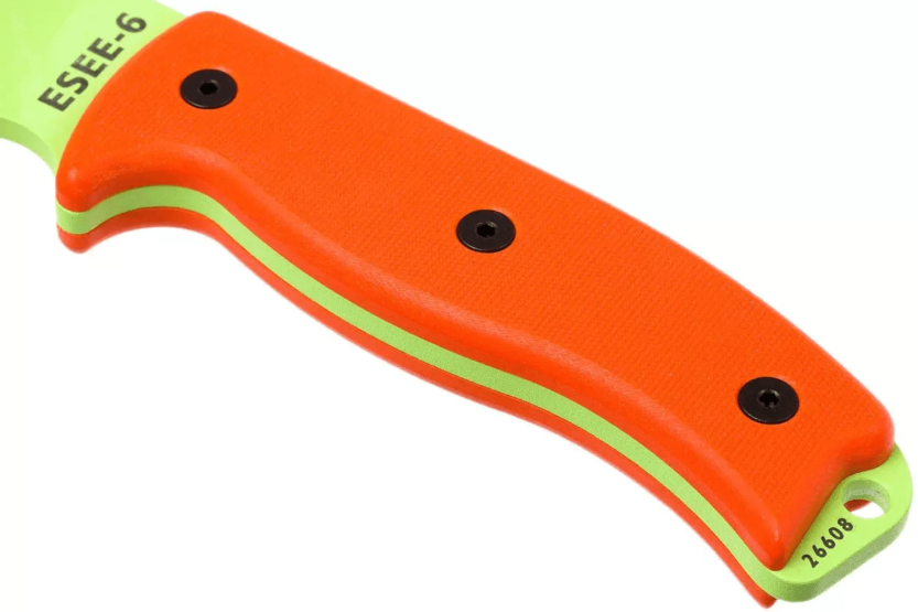 Esee 6 ESEE-6P-VG coltello in carbonio verde veleno lama 16,5 cm G10 arancione manico + fodero