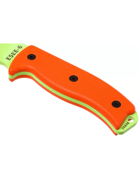 Esee 6 ESEE-6P-VG veitsi myrkynvihreä hiiliterä 16,5cm G10 oranssi kahva + tuppi