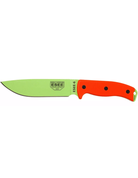 Esee 6 ESEE-6P-VG kniv giftgrønt karbonblad 16,5 cm G10 oransje håndtak + slire