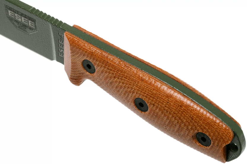 Esee 4 4POD-011 veitsi 11.6cm vihreä hiiliteräs terä ruskea micarta kahva + laukku