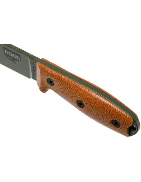 Messer Esee 4 4POD-011 Klinge Kohlenstoffstahl grün 11,6cm Griff Micarta braun + Etui