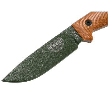 Faca Esee 4 4POD-011 Lâmina de aço-carbono verde de 11,6 cm cabo em micarta castanho + bainha 2