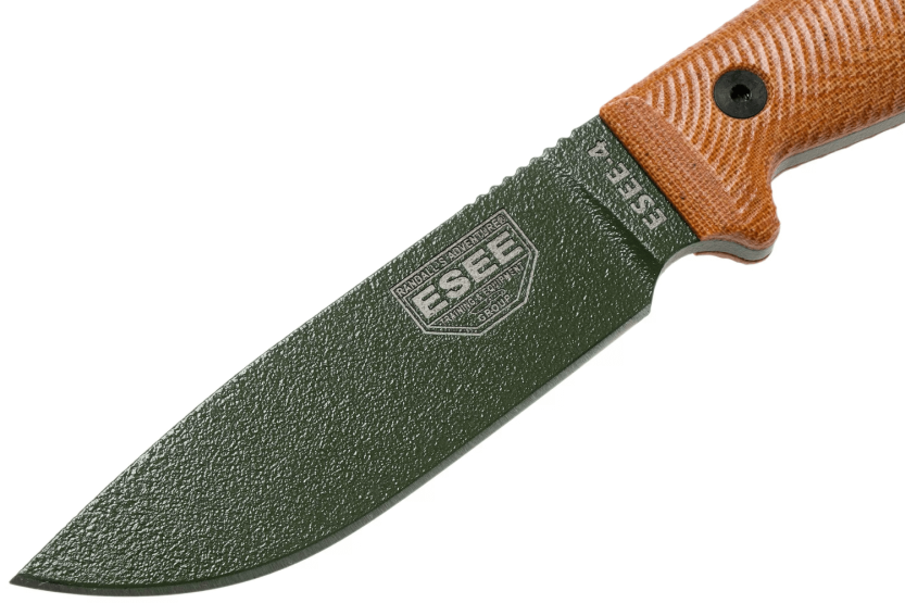 Esee 4 4POD-011 coltello 11,6cm lama in acciaio al carbonio verde manico in micarta marrone + fodero