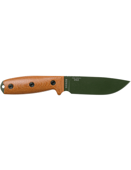 Faca Esee 4 4POD-011 Lâmina de aço-carbono verde de 11,6 cm cabo em micarta castanho + bainha