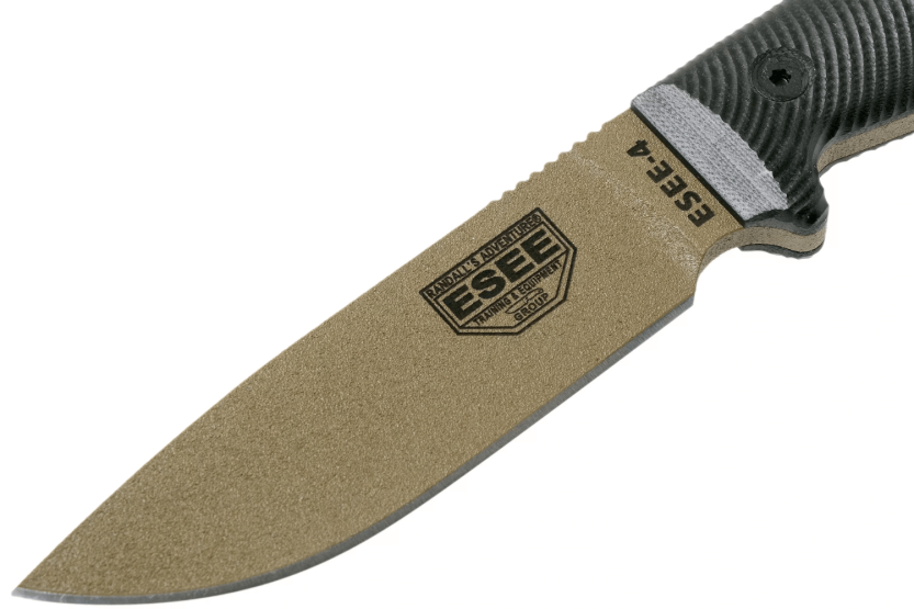 Esee 4 4PDE-001 dark earth kulstofstålklinge 11,6 cm sort G10-håndtag + skede
