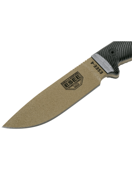 Esee 4 4PDE-001 dark earth kulstofstålklinge 11,6 cm sort G10-håndtag + skede
