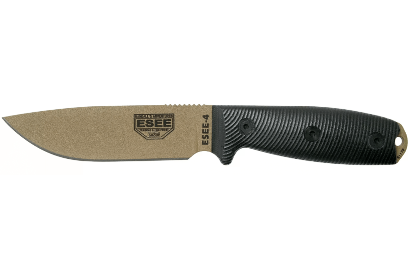 Esee 4 4PDE-001 dark earth kulstofstålklinge 11,6 cm sort G10-håndtag + skede