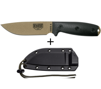 Esee 4 4PDE-001 lâmina em aço carbono terra escura 11,6 cm cabo G10 preto + bainha 2
