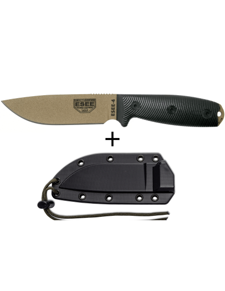 Esee 4 4PDE-001 dark earth kulstofstålklinge 11,6 cm sort G10-håndtag + skede