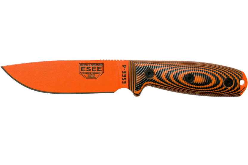 Messer Esee 4 4POR-006 Klinge Kohlenstoffstahl orange 11,6cm Griff G10 orange/schwarz + Etui