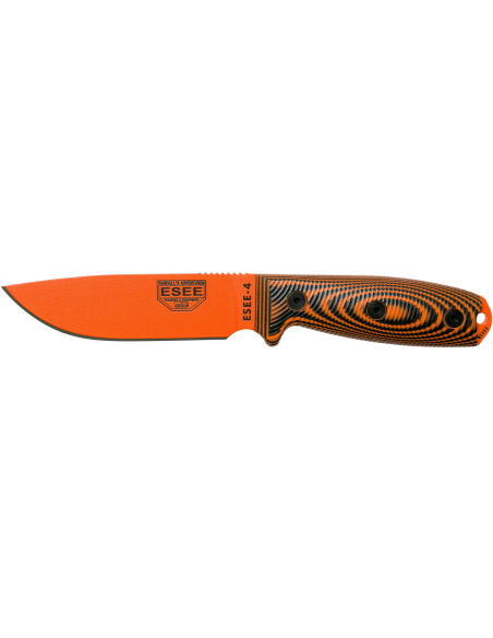 Coltello Esee 4 4POR-006 Lama in acciaio al carbonio arancione da 11,6 cm Manico in G10 arancione/nero + fodero