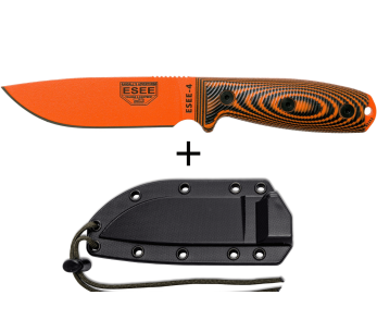 Cuchillo Esee 4 4POR-006 11.6cm hoja acero carbono naranja mango G10 naranja/negro + funda