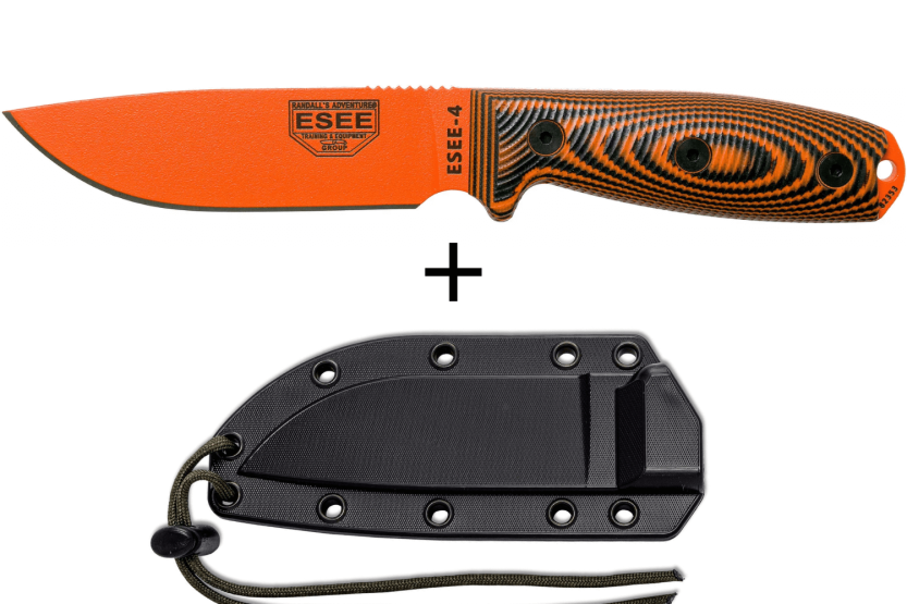 Esee 4 Knife 4POR-006 11.6cm orange carbon steel blade G10 orange/black handle + sheath
