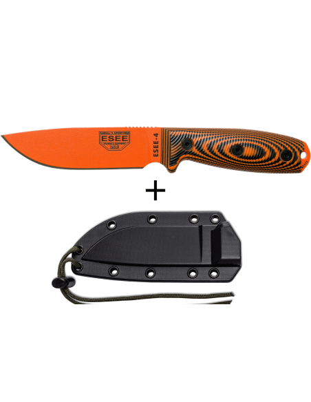 Esee 4 Knife 4POR-006 11.6cm orange carbon steel blade G10 orange/black handle + sheath