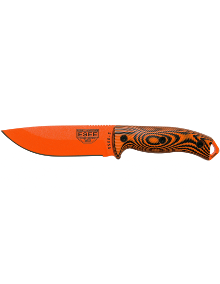 Esee 5 knife 5POR-006 13.2cm orange carbon steel blade G10 black/orange handle + sheath