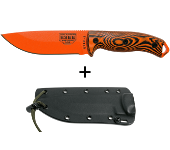 Coltello Esee 5 5POR-006 13,2 cm lama in acciaio al carbonio arancione G10 manico nero/arancione + fodero