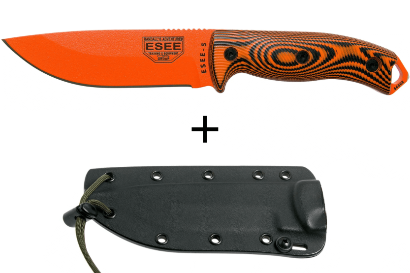 Esee 5 knife 5POR-006 13.2cm orange carbon steel blade G10 black/orange handle + sheath