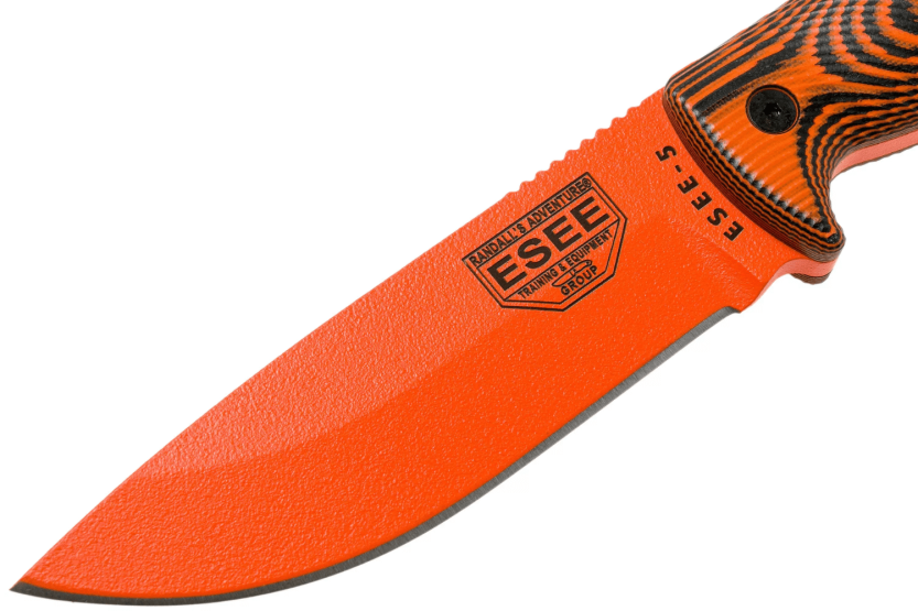 Coltello Esee 5 5POR-006 13,2 cm lama in acciaio al carbonio arancione G10 manico nero/arancione + fodero