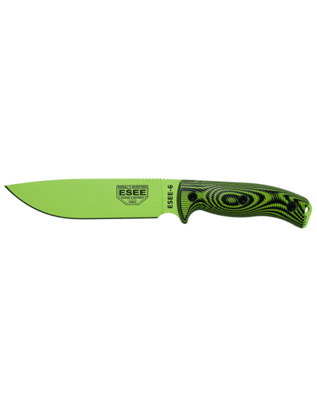 Messer Esee 6 6PVG-007 Klinge aus Kohlenstoffstahl venom green 16,5cm Griff G10 grün/schwarz + Etui