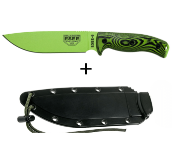 Esee 6 6PVG-007 mes venom groen carbonstaal lemmet 16,5cm groen/zwart G10 handvat + schede