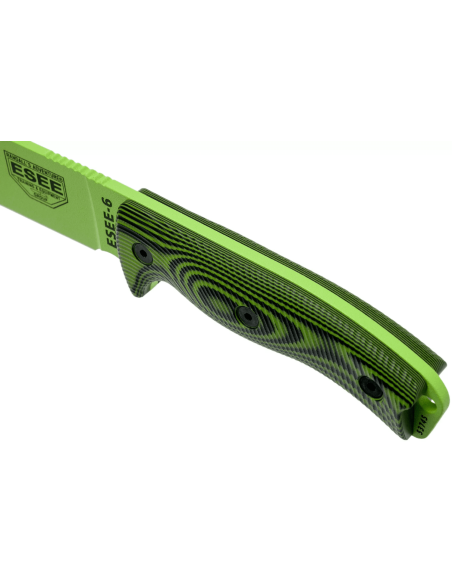 Messer Esee 6 6PVG-007 Klinge aus Kohlenstoffstahl venom green 16,5cm Griff G10 grün/schwarz + Etui