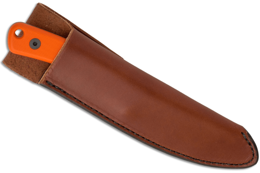 Esee Ashley Game ESEE-AGK-OR knife black carbon steel blade 9,1cm orange G10 handle + leather sheath